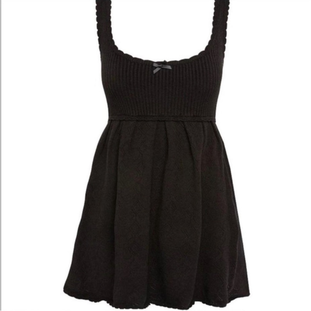 pointelle knit sweater dress black for love and lemons